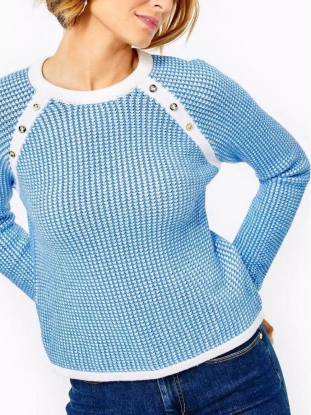 Lilly Pulitzer Costella Sweater Thistle Playful Waffle